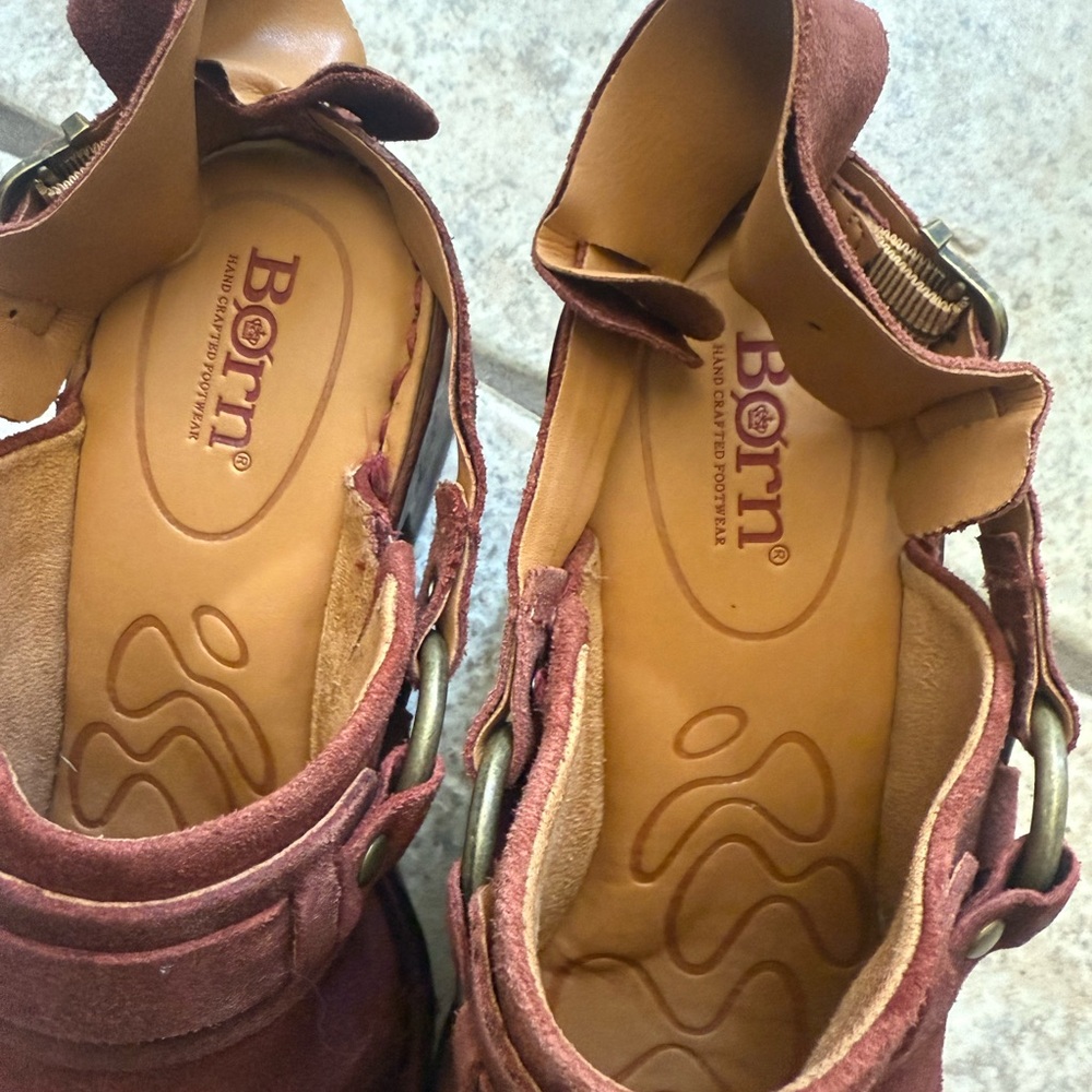 BORN - Hudson Distressed Suede Leather slingback Clogs - Picture 3 of 6